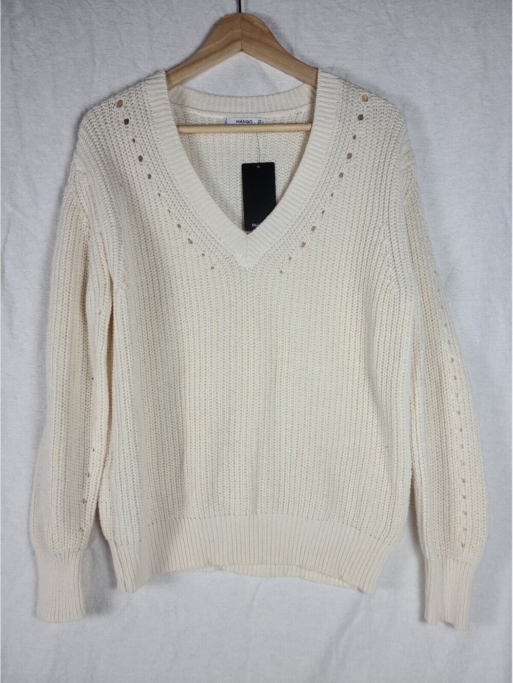 Mango Basics White Knit Sweater Medium